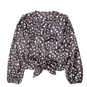 Satin Tie-Front Blouse